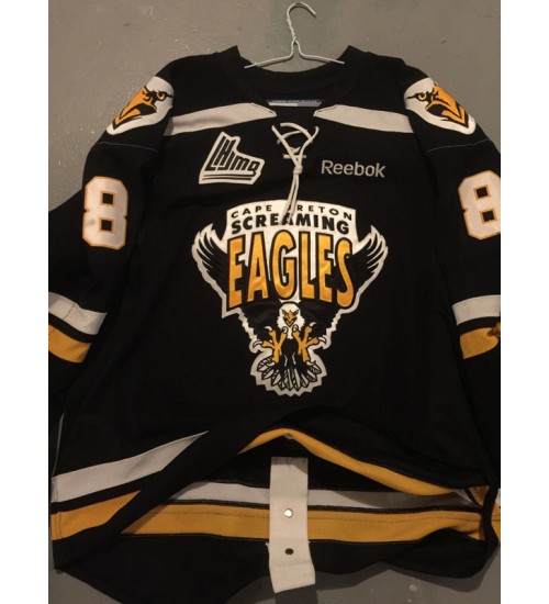 Custom QMJHL Cape Breton Screaming Eagles 2009-Pres 8 Nicholson Hockey jersey Road Black